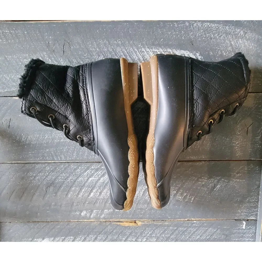Sperry Leather Quilted Insulated Waterproof Sheepskin Duck Boots Women's Size 8M